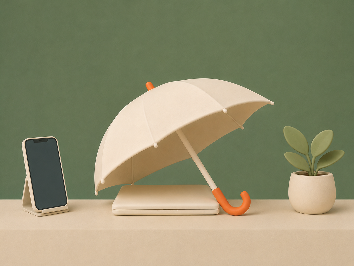 An umbrella sheltering a laptop, illustrating IT kept covered